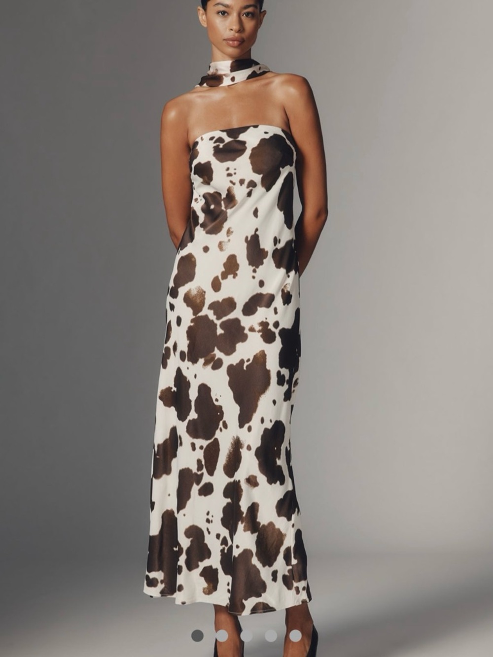 Strapless Cow-Print Maxi Dress NO SCARF